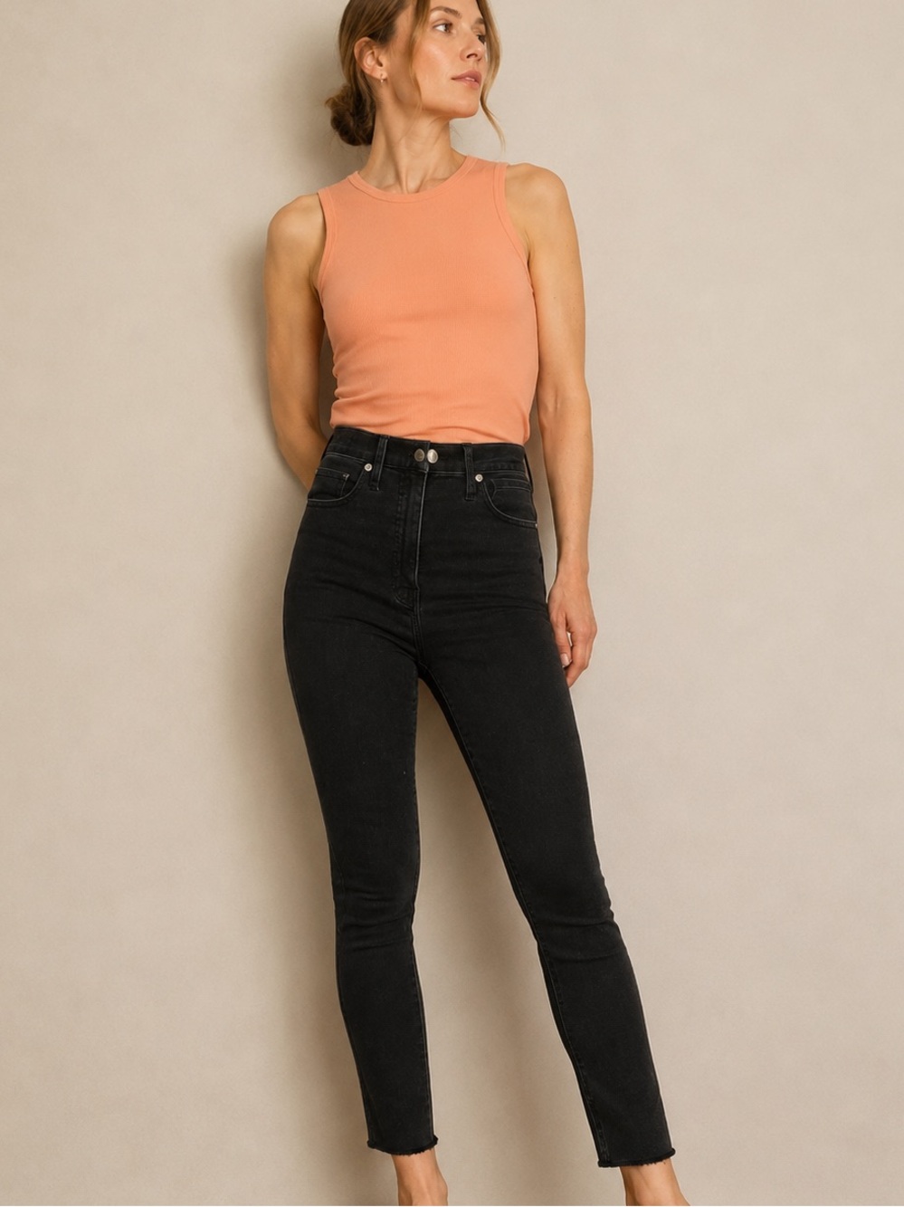 Madewell 11” High-Rise Skinny Jeans Faded Black Size 27